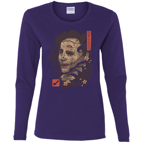 T-Shirts Purple / S Oni Leather Mask Women's Long Sleeve T-Shirt