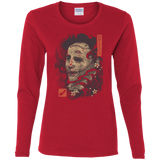T-Shirts Red / S Oni Leather Mask Women's Long Sleeve T-Shirt