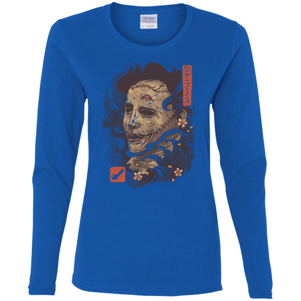T-Shirts Royal / S Oni Leather Mask Women's Long Sleeve T-Shirt