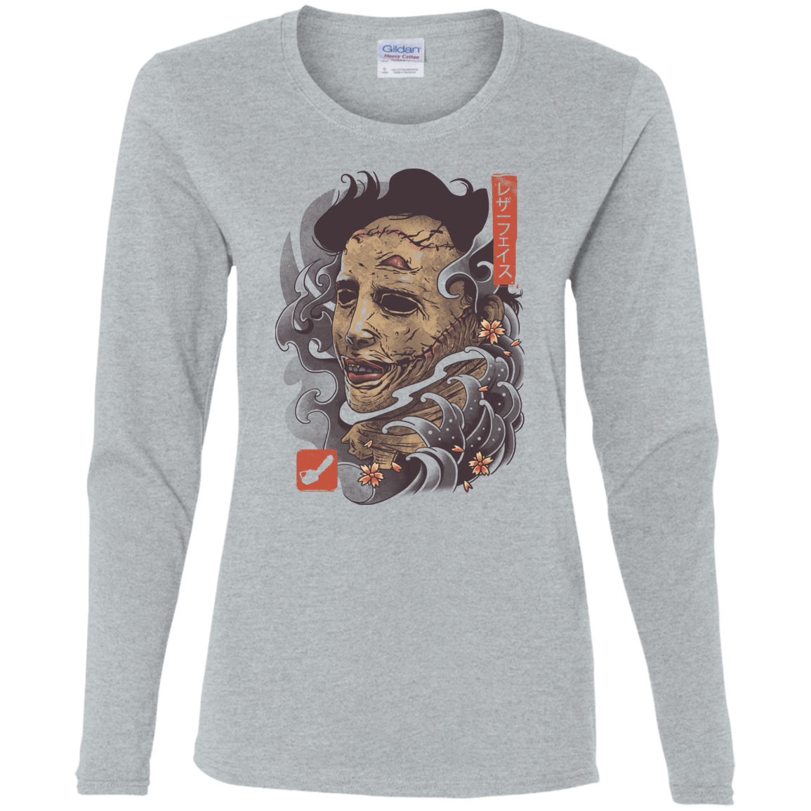 T-Shirts Sport Grey / S Oni Leather Mask Women's Long Sleeve T-Shirt