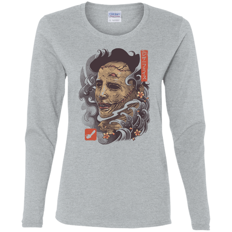 T-Shirts Sport Grey / S Oni Leather Mask Women's Long Sleeve T-Shirt