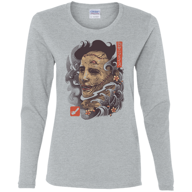 T-Shirts Sport Grey / S Oni Leather Mask Women's Long Sleeve T-Shirt