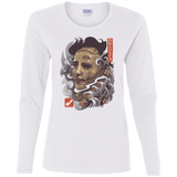 T-Shirts White / S Oni Leather Mask Women's Long Sleeve T-Shirt