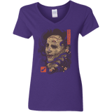 T-Shirts Purple / S Oni Leather Mask Women's V-Neck T-Shirt