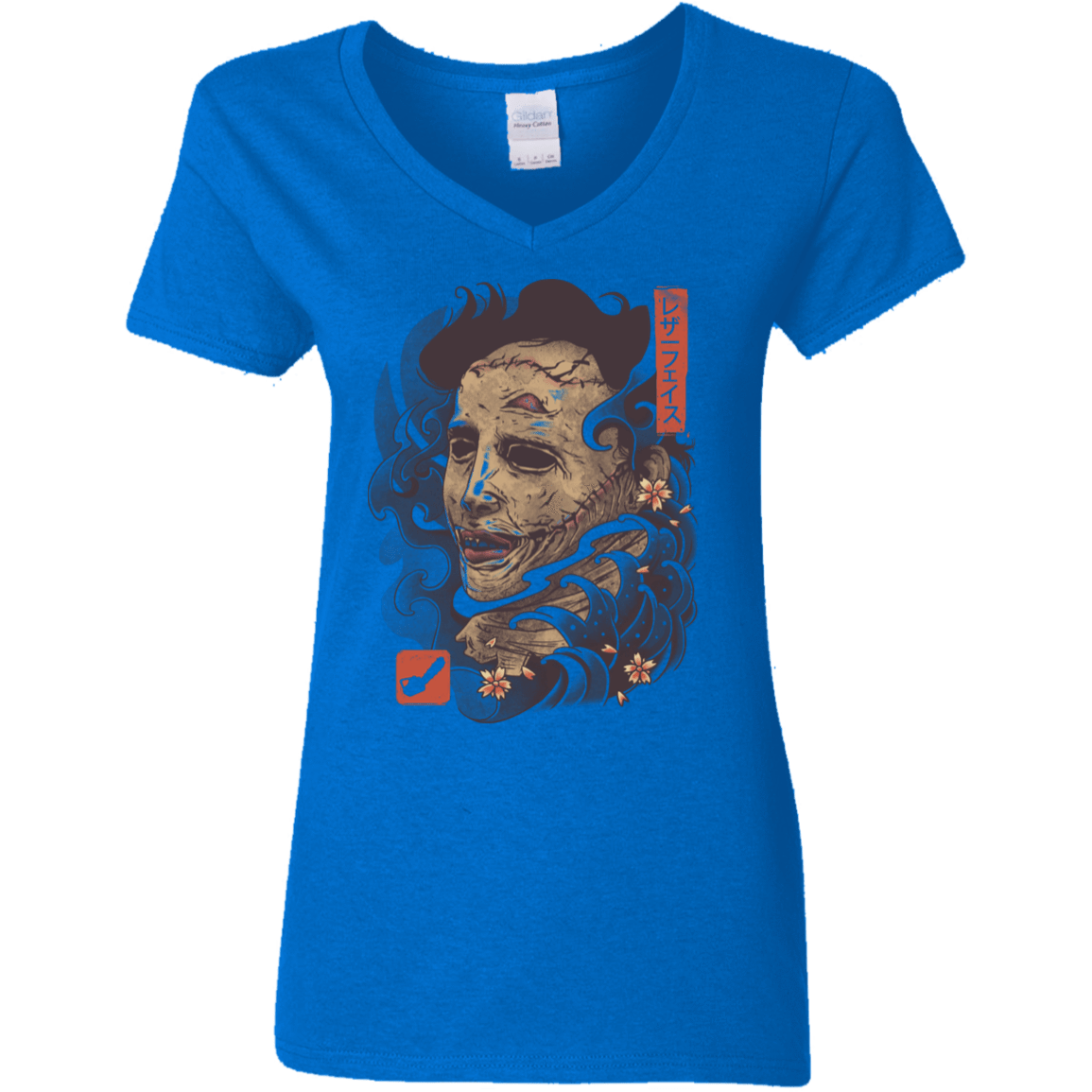 T-Shirts Royal / S Oni Leather Mask Women's V-Neck T-Shirt