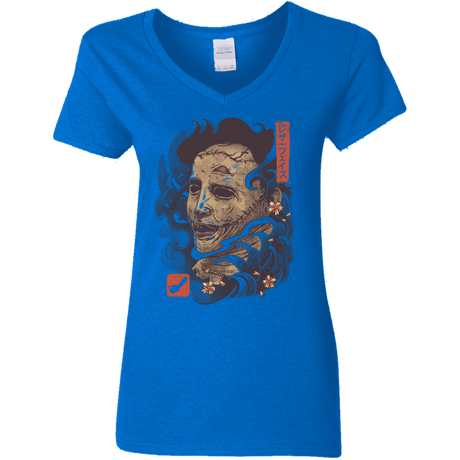 T-Shirts Royal / S Oni Leather Mask Women's V-Neck T-Shirt