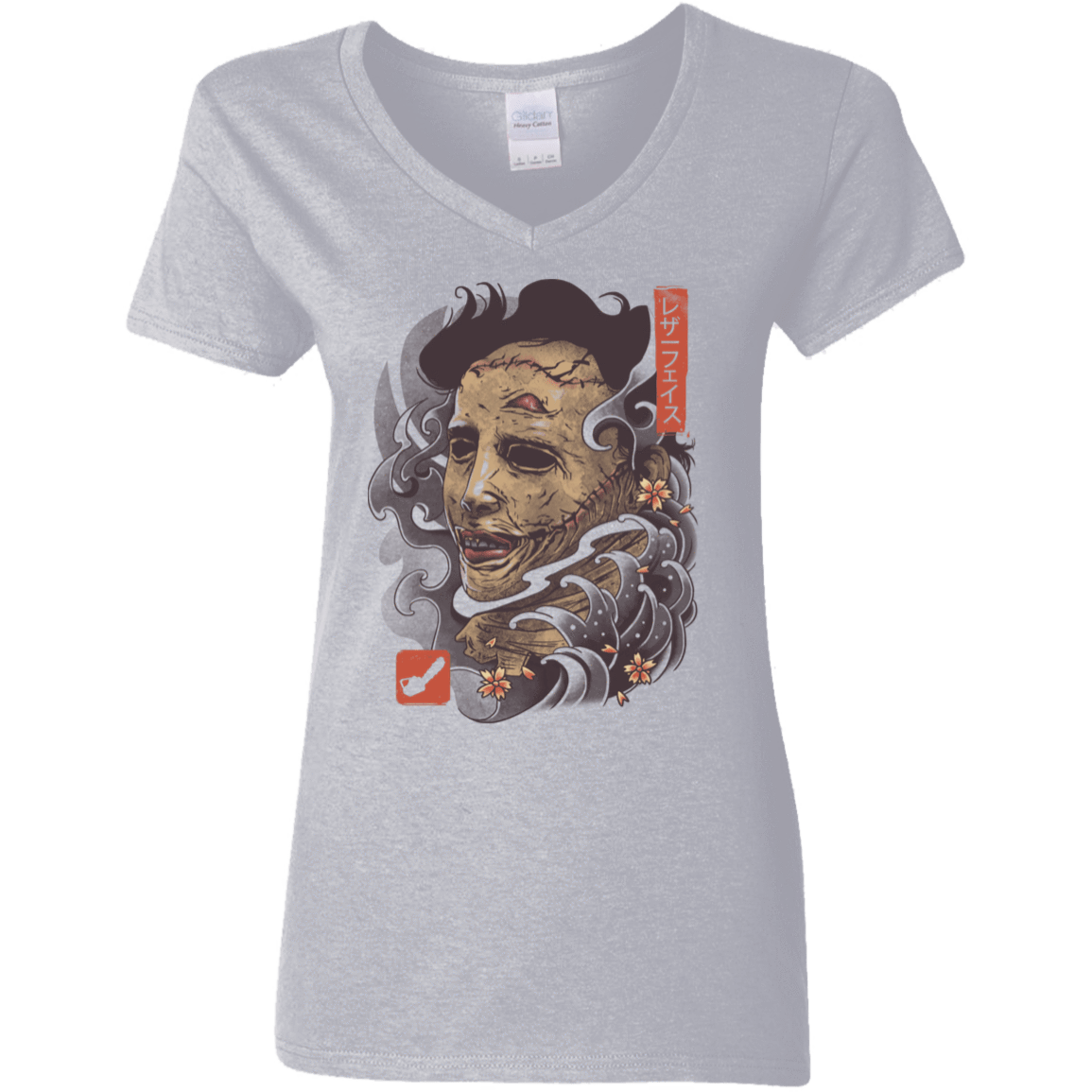 T-Shirts Sport Grey / S Oni Leather Mask Women's V-Neck T-Shirt