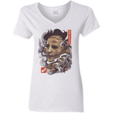 T-Shirts White / S Oni Leather Mask Women's V-Neck T-Shirt