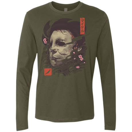 T-Shirts Military Green / S Oni Slasher Mask Men's Premium Long Sleeve