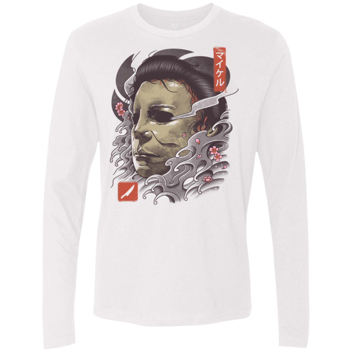 T-Shirts White / S Oni Slasher Mask Men's Premium Long Sleeve