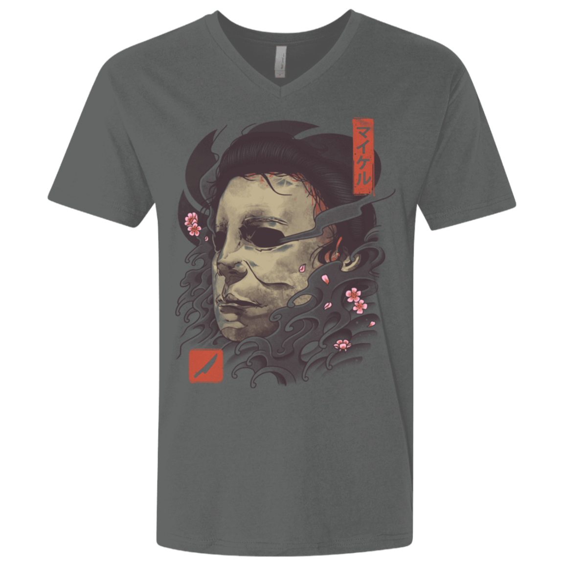 T-Shirts Heavy Metal / X-Small Oni Slasher Mask Men's Premium V-Neck