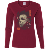 T-Shirts Cardinal / S Oni Slasher Mask Women's Long Sleeve T-Shirt