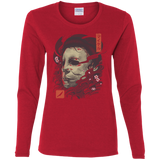 T-Shirts Red / S Oni Slasher Mask Women's Long Sleeve T-Shirt