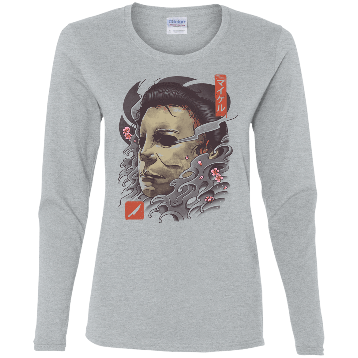 T-Shirts Sport Grey / S Oni Slasher Mask Women's Long Sleeve T-Shirt