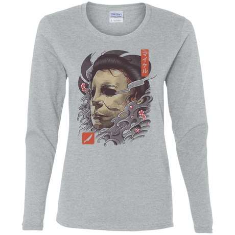 T-Shirts Sport Grey / S Oni Slasher Mask Women's Long Sleeve T-Shirt