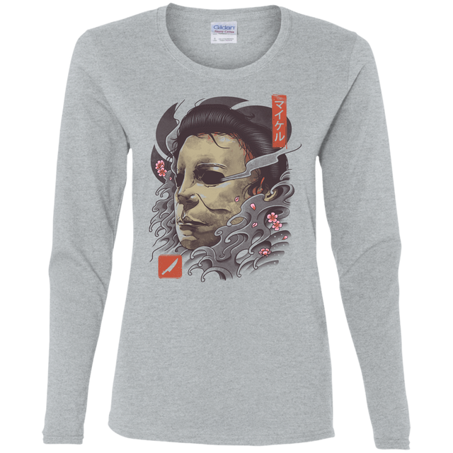 T-Shirts Sport Grey / S Oni Slasher Mask Women's Long Sleeve T-Shirt