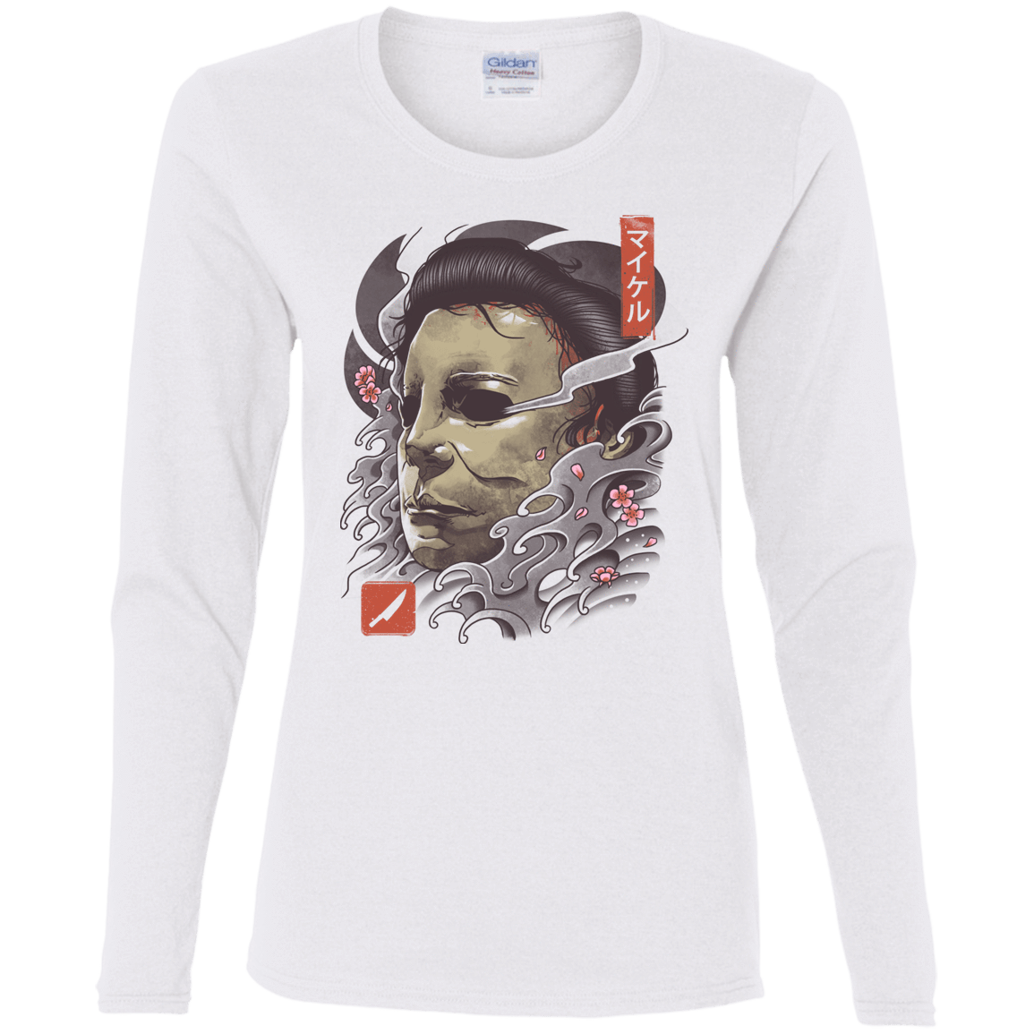 T-Shirts White / S Oni Slasher Mask Women's Long Sleeve T-Shirt