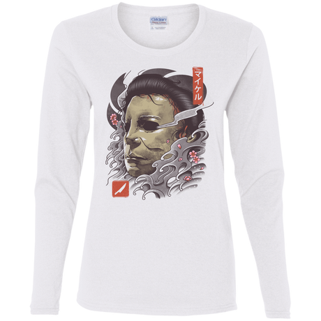 T-Shirts White / S Oni Slasher Mask Women's Long Sleeve T-Shirt