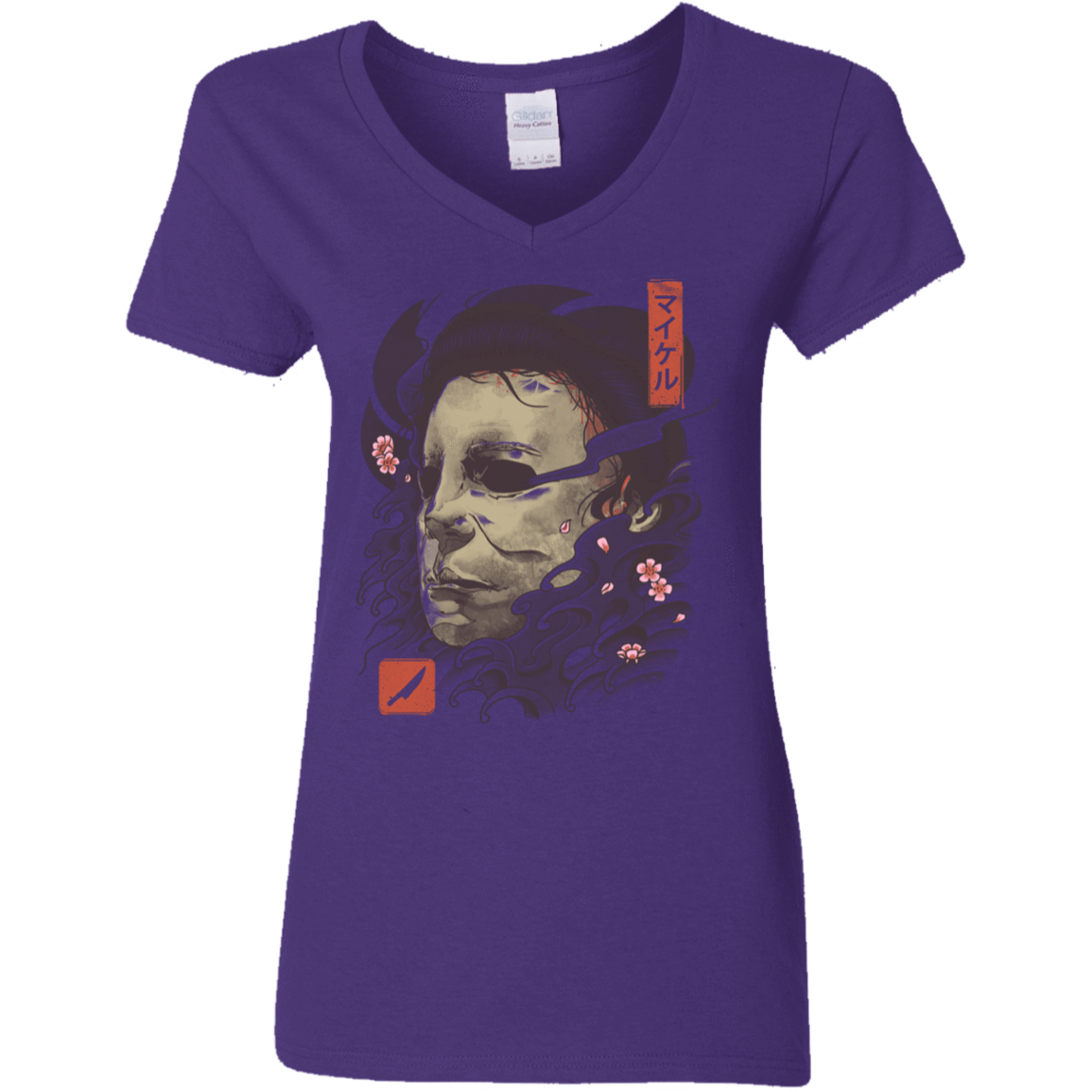 T-Shirts Purple / S Oni Slasher Mask Women's V-Neck T-Shirt