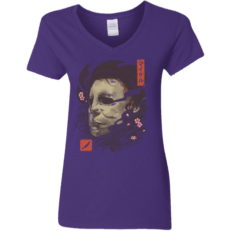 T-Shirts Purple / S Oni Slasher Mask Women's V-Neck T-Shirt