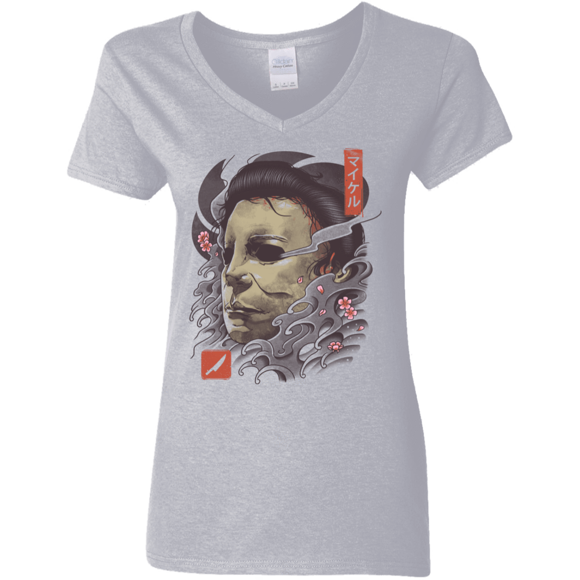 T-Shirts Sport Grey / S Oni Slasher Mask Women's V-Neck T-Shirt