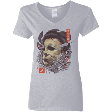 T-Shirts Sport Grey / S Oni Slasher Mask Women's V-Neck T-Shirt