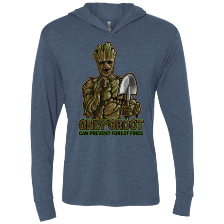 T-Shirts Indigo / X-Small Only Groot Triblend Long Sleeve Hoodie Tee