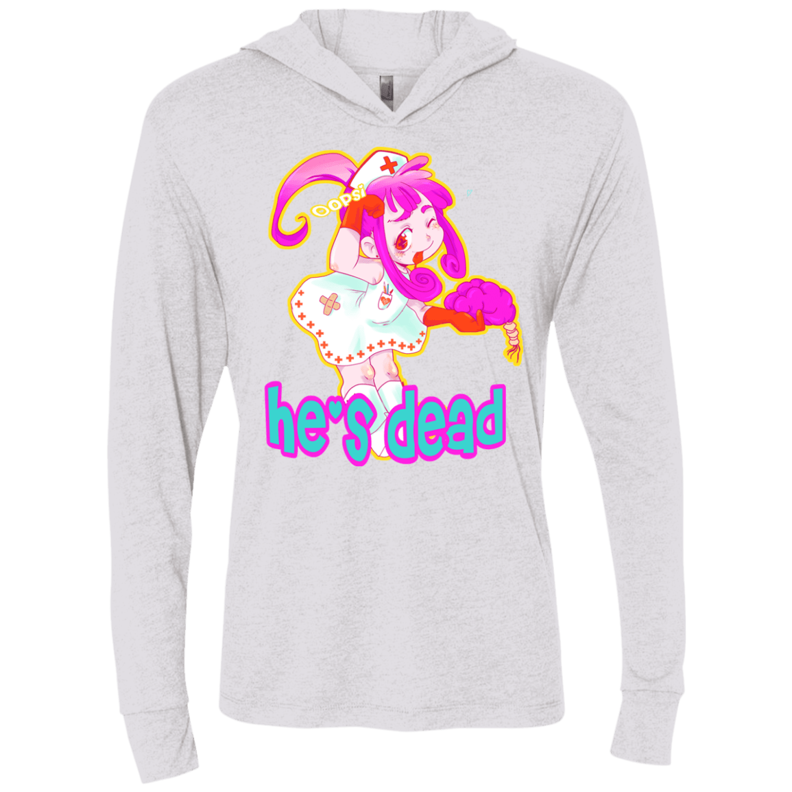 T-Shirts Heather White / X-Small Oopsi Triblend Long Sleeve Hoodie Tee