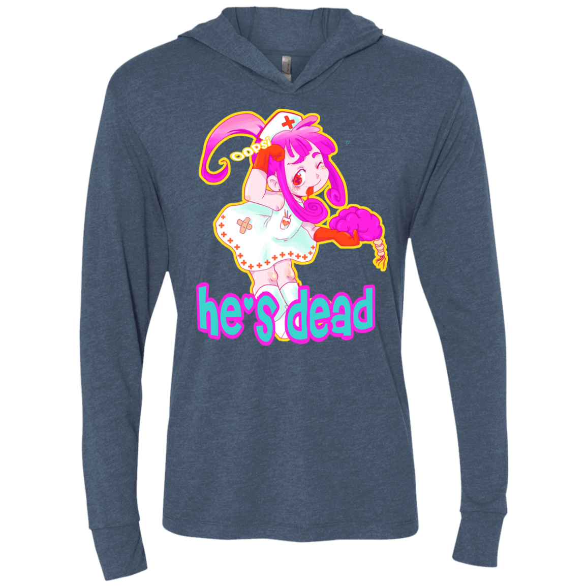 T-Shirts Indigo / X-Small Oopsi Triblend Long Sleeve Hoodie Tee