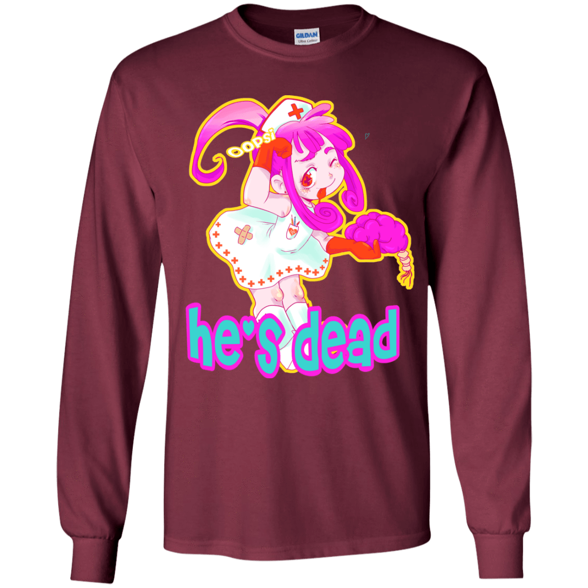 T-Shirts Maroon / YS Oopsi Youth Long Sleeve T-Shirt