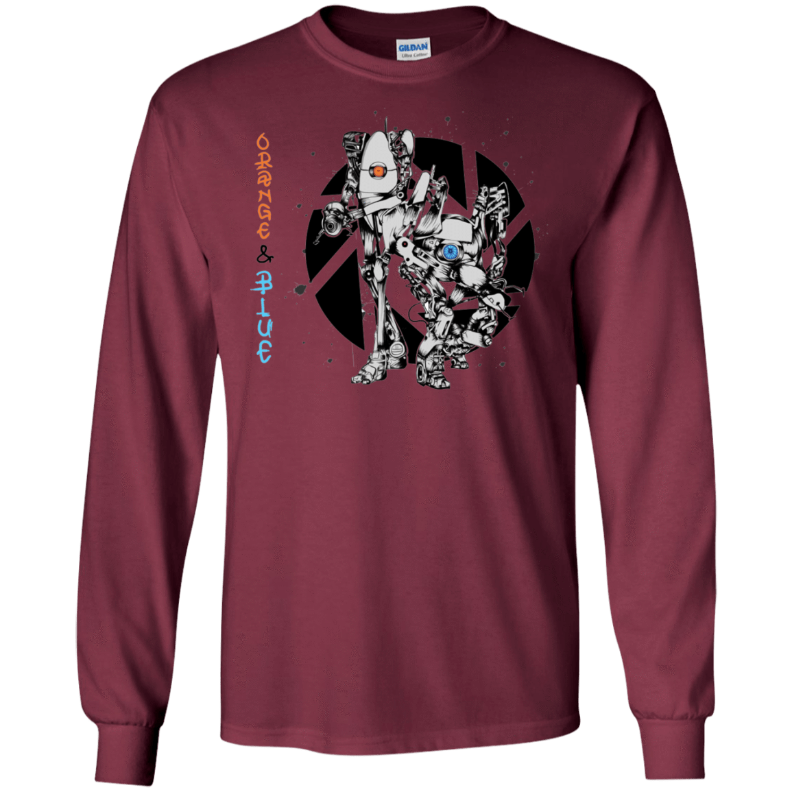 T-Shirts Maroon / S Orange and Blue Men's Long Sleeve T-Shirt