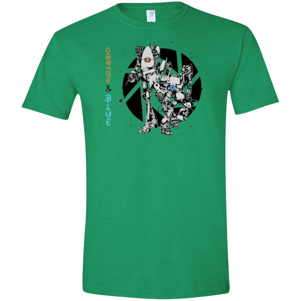 T-Shirts Heather Irish Green / S Orange and Blue Men's Semi-Fitted Softstyle