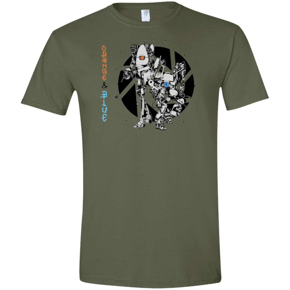 T-Shirts Military Green / S Orange and Blue Men's Semi-Fitted Softstyle