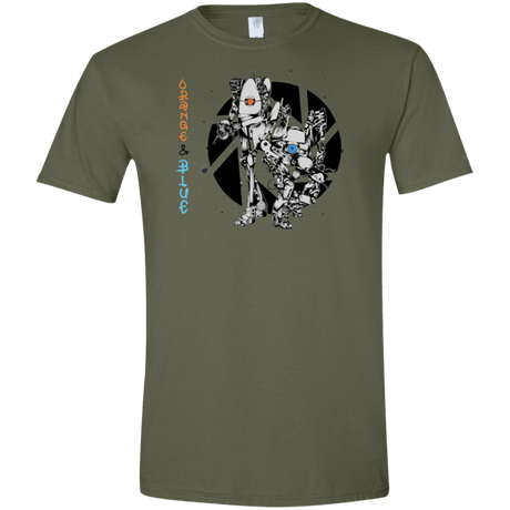 T-Shirts Military Green / S Orange and Blue Men's Semi-Fitted Softstyle