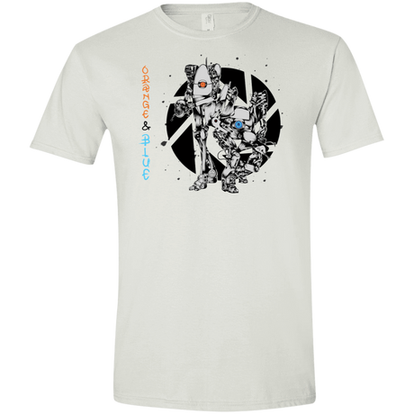 T-Shirts White / X-Small Orange and Blue Men's Semi-Fitted Softstyle