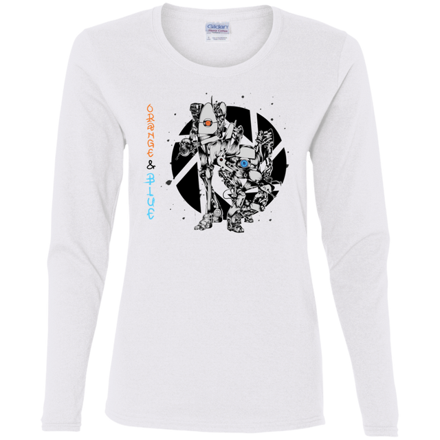 T-Shirts White / S Orange and Blue Women's Long Sleeve T-Shirt