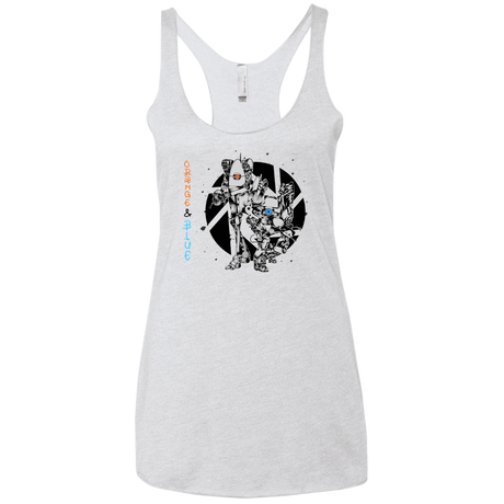 T-Shirts Heather White / X-Small Orange and Blue Women's Triblend Racerback Tank