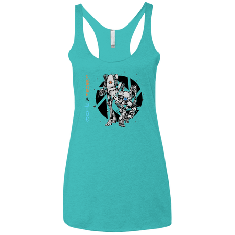 T-Shirts Tahiti Blue / X-Small Orange and Blue Women's Triblend Racerback Tank