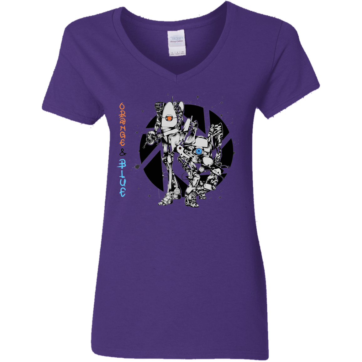 T-Shirts Purple / S Orange and Blue Women's V-Neck T-Shirt