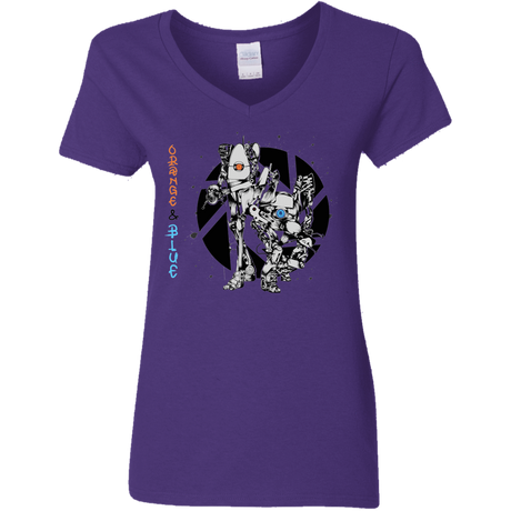 T-Shirts Purple / S Orange and Blue Women's V-Neck T-Shirt