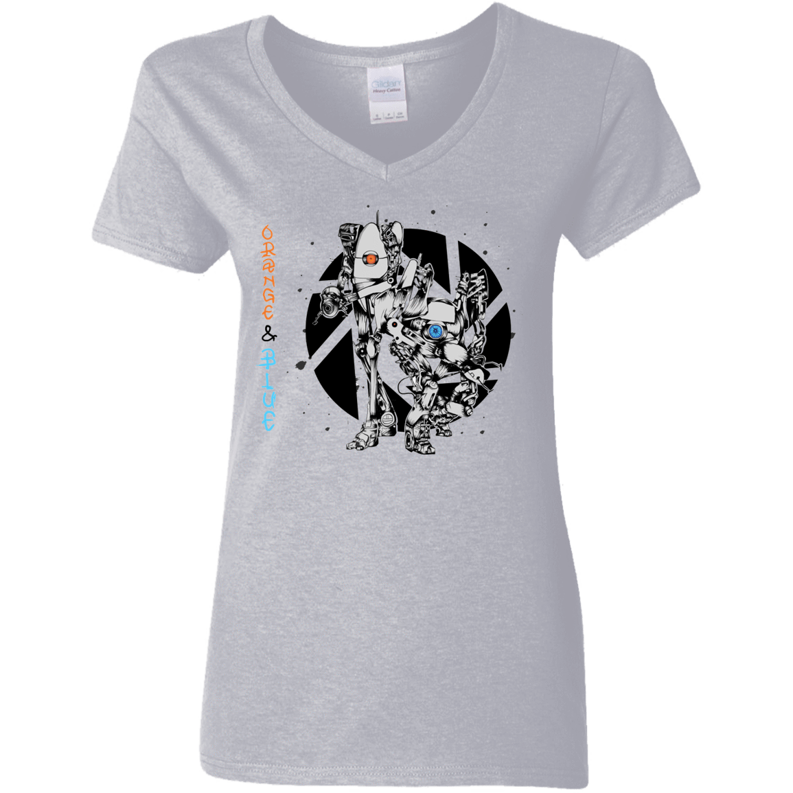 T-Shirts Sport Grey / S Orange and Blue Women's V-Neck T-Shirt