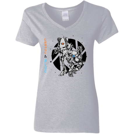 T-Shirts Sport Grey / S Orange and Blue Women's V-Neck T-Shirt