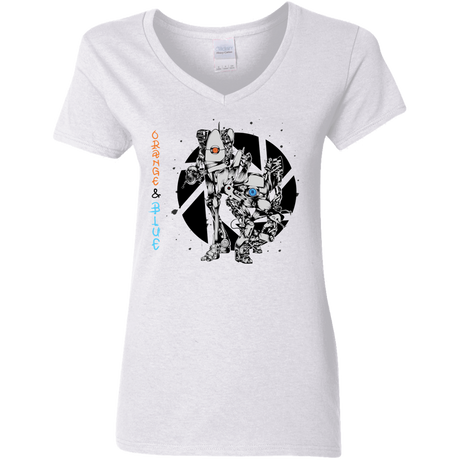 T-Shirts White / S Orange and Blue Women's V-Neck T-Shirt