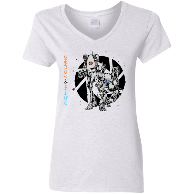 T-Shirts White / S Orange and Blue Women's V-Neck T-Shirt