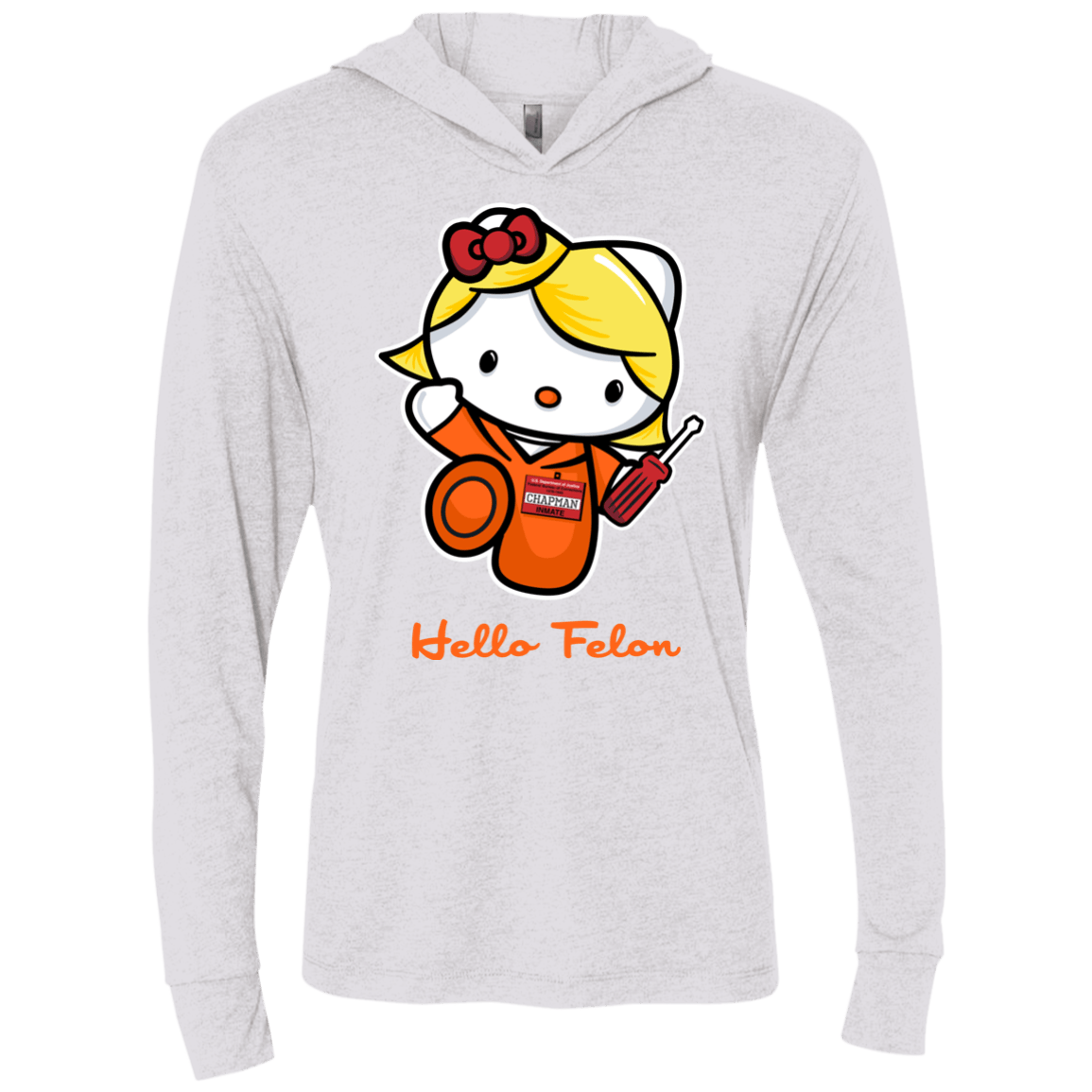 T-Shirts Heather White / X-Small Orange is the New Cat Triblend Long Sleeve Hoodie Tee