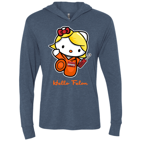 T-Shirts Indigo / X-Small Orange is the New Cat Triblend Long Sleeve Hoodie Tee