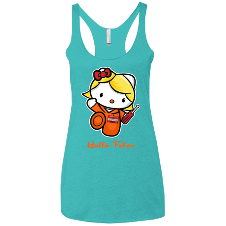 T-Shirts Tahiti Blue / X-Small Orange is the New Cat Women's Triblend Racerback Tank