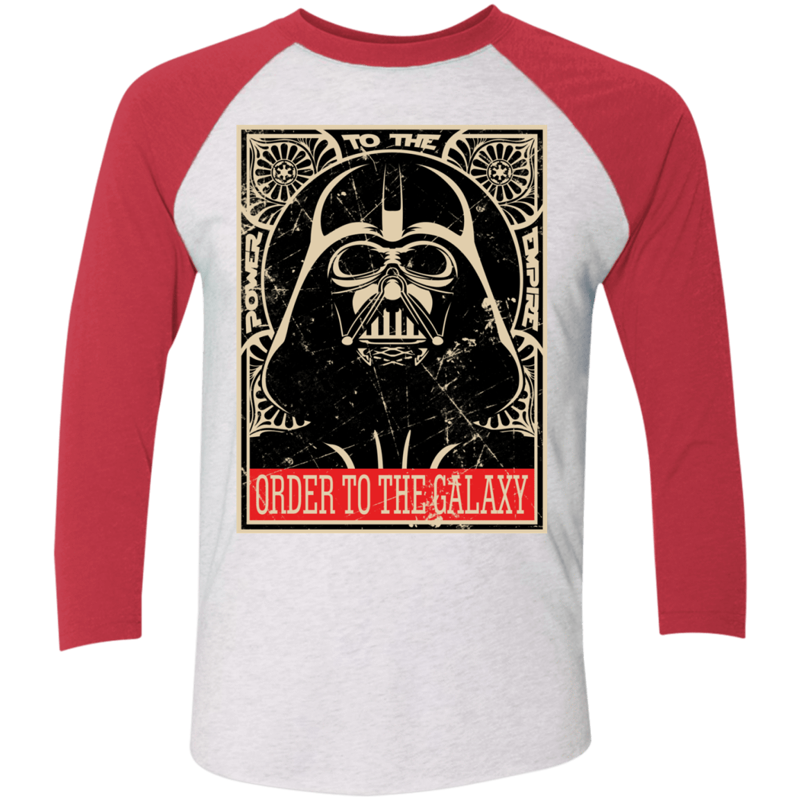 T-Shirts Heather White/Vintage Red / X-Small Order to the galaxy Men's Triblend 3/4 Sleeve