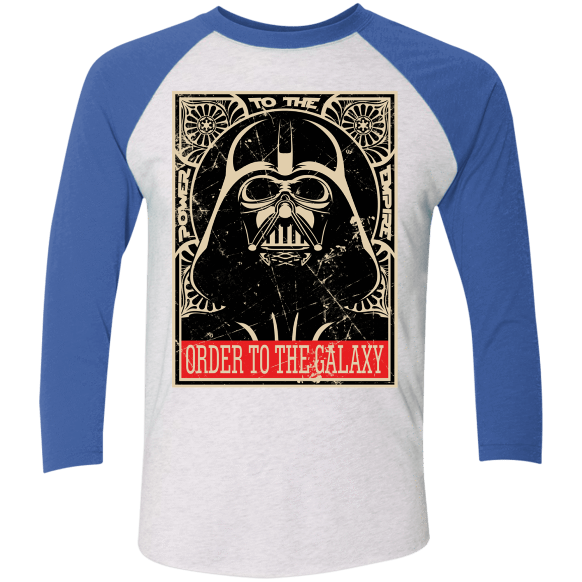 T-Shirts Heather White/Vintage Royal / X-Small Order to the galaxy Men's Triblend 3/4 Sleeve