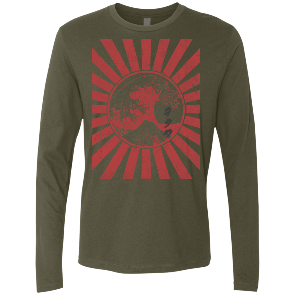 T-Shirts Military Green / Small Otaku Flag Men's Premium Long Sleeve